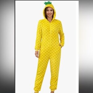 FUNZIEZ Yellow Pineapple adult pijama jumpsuit size XS